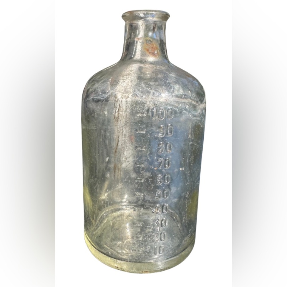 Vintage Cutter Standard Small Glass Medicine Cork Top Jug
